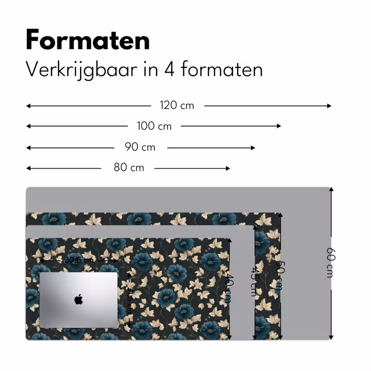 Bureau onderlegger - Botanisch - Bloemen - Blauw — 8