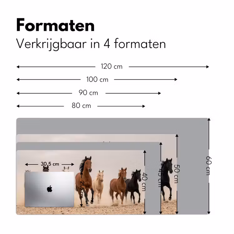 Bureau onderlegger - Kudde paarden - Stofwolk - Bruin - Zwart — 8