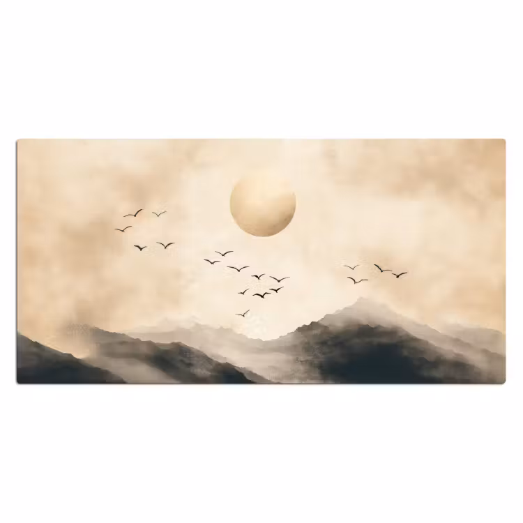 Bureau onderlegger - Landschap - Japandi - vogel — 1