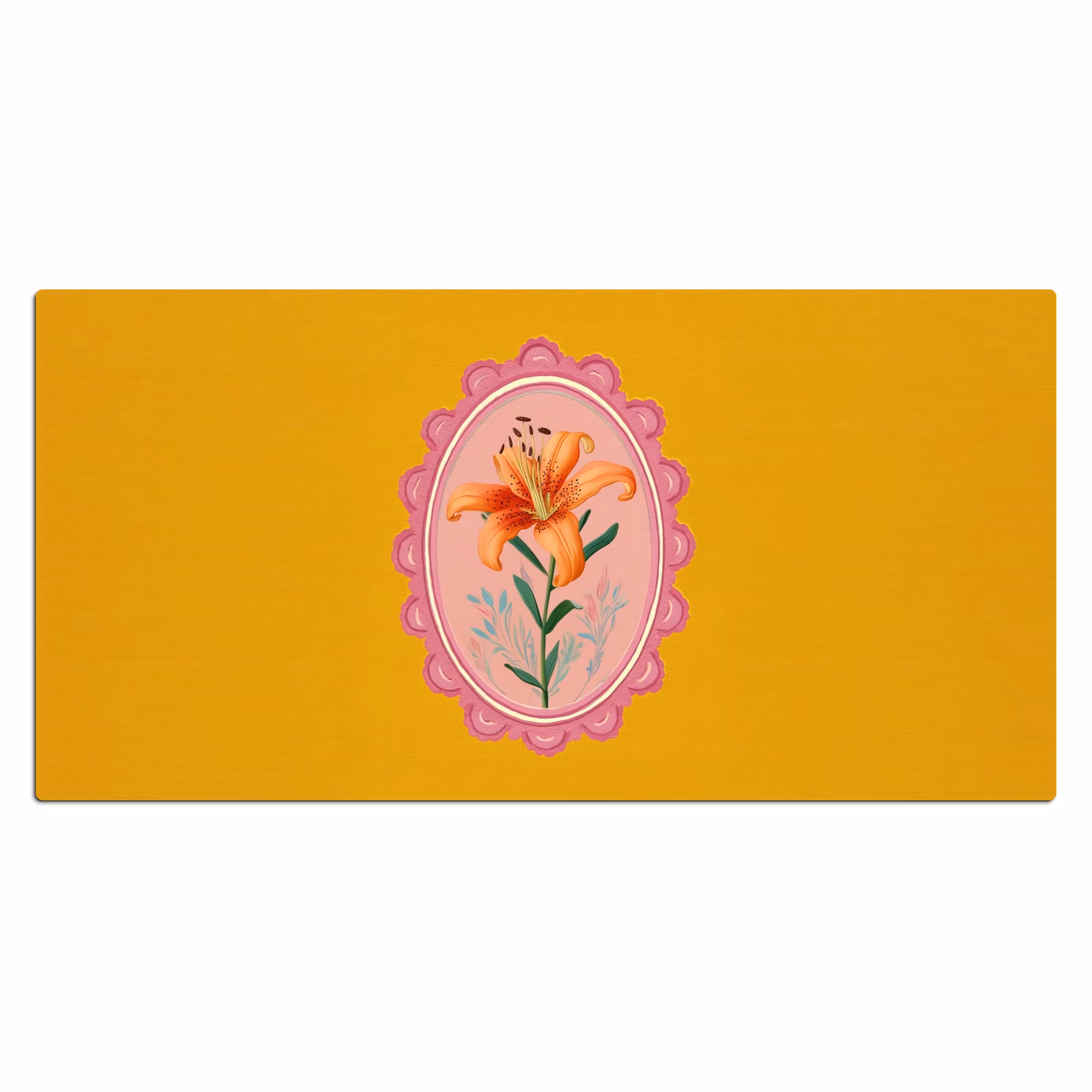 Bureau onderlegger - Lelie - Oranje - Lijst - Ovaal — 1