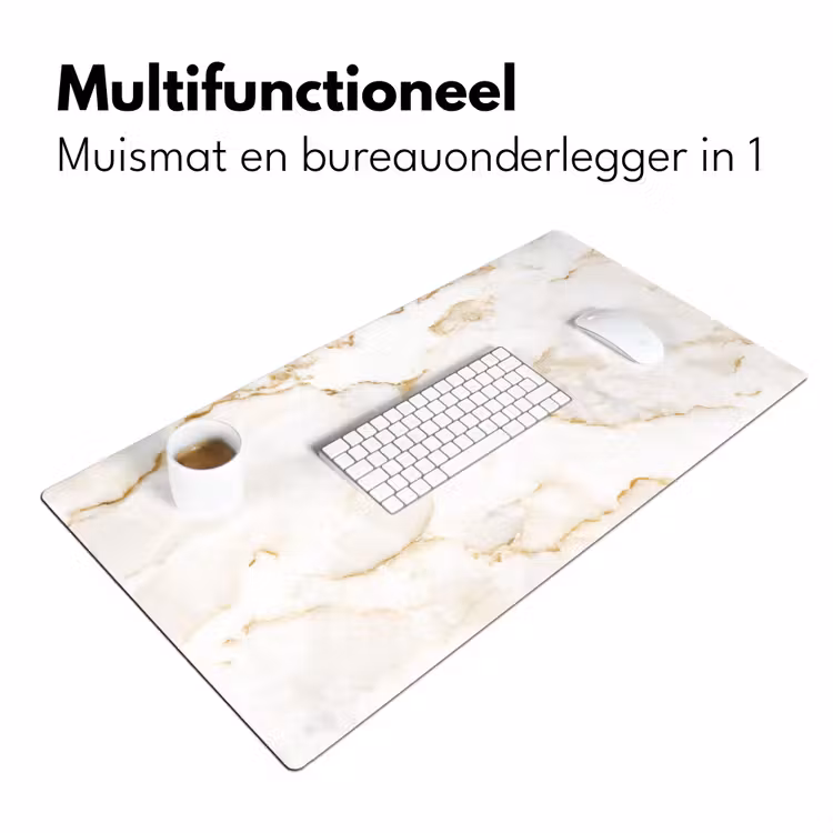 Bureau onderlegger - Marmer - Kalk - Goud - Luxe - Marmerlook - Wit — 6