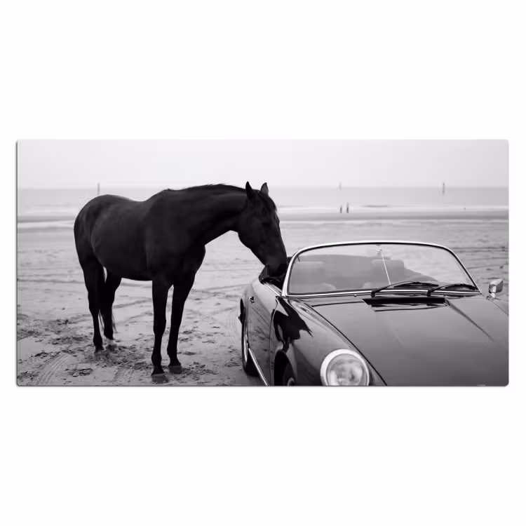Bureau onderlegger - Paard - Auto - Zwart - Wit — 2