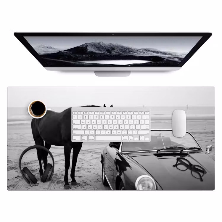 Bureau onderlegger - Paard - Auto - Zwart - Wit — 4