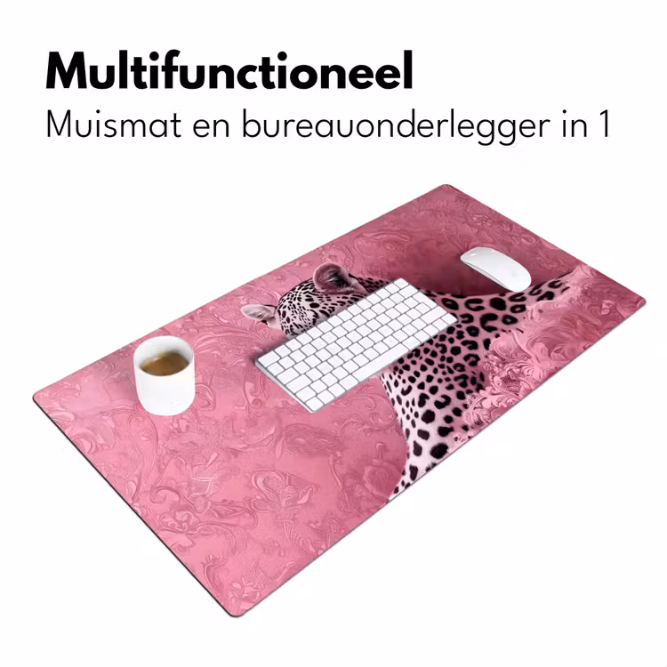 Bureau onderlegger - Panter - Luxe - Roze — 6