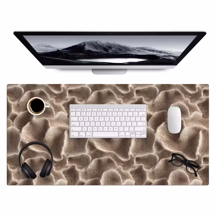 Bureau onderlegger - Waaiervorm - Beige - Vezel textuur — 4