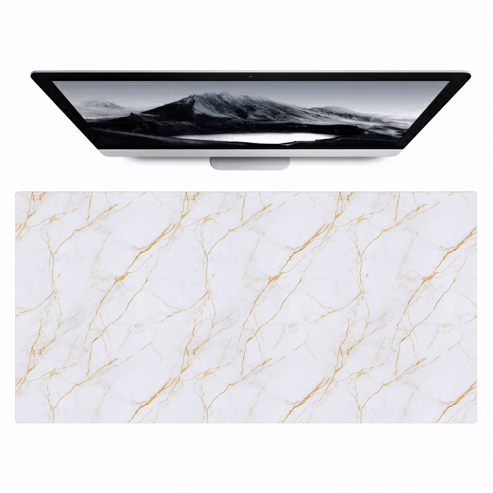 Bureau onderlegger - Wit - Marmer - Goud - Luxueus — 1