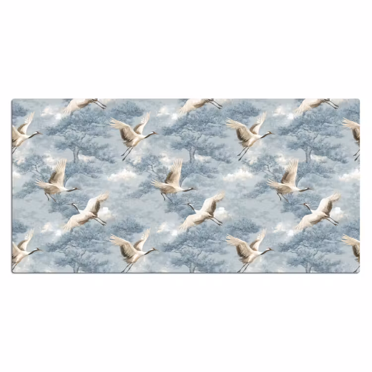 Bureau onderlegger - Wolken - Kraanvogels - Blauw — 2