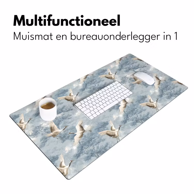 Bureau onderlegger - Wolken - Kraanvogels - Blauw — 7