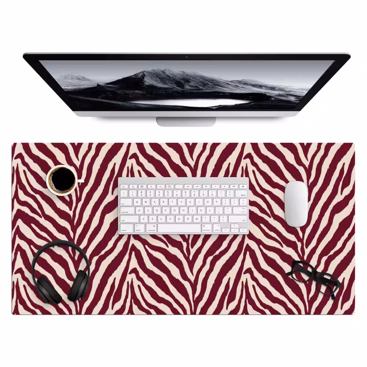 Bureau onderlegger - Zebra - Motief - Bordeaux - Rood — 4