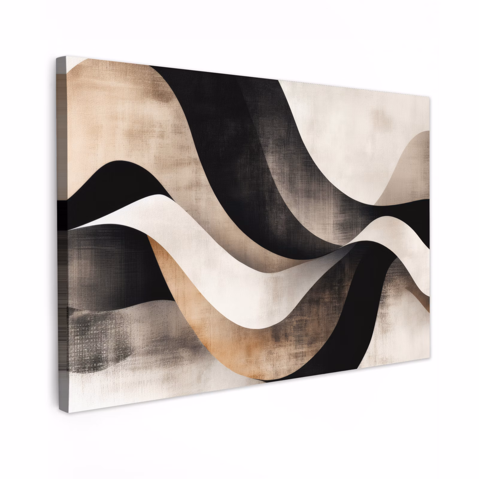Canvas schilderij - Abstract - Golven - Zwart - Verweerd — 1