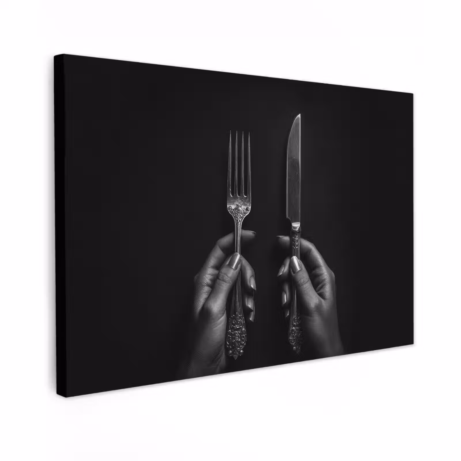 Canvas schilderij - Bestek - Zwart - Wit — 1
