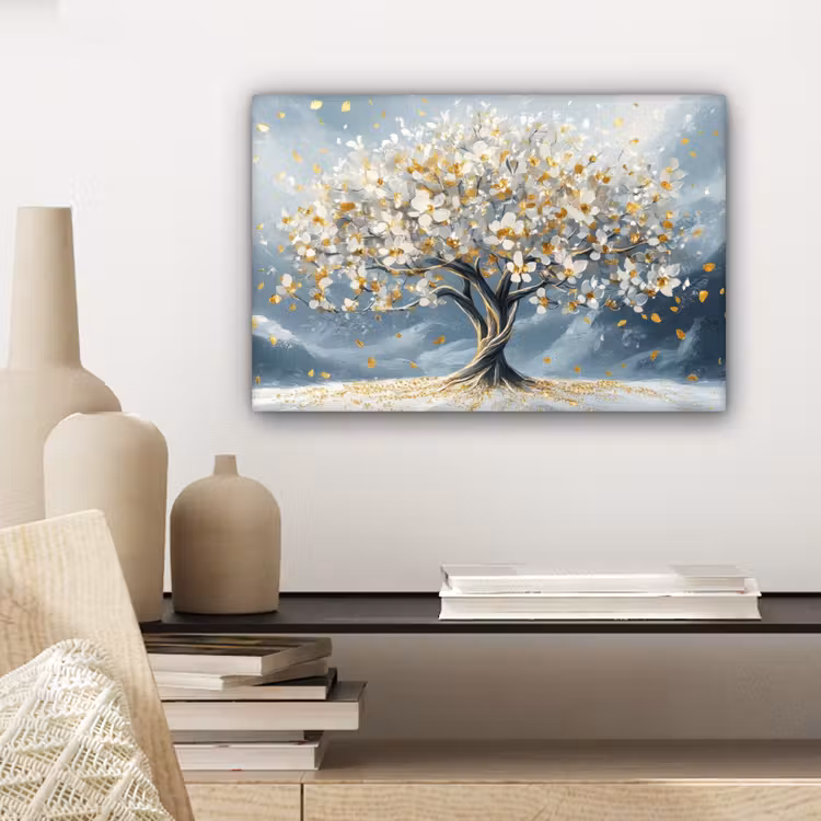 Canvas schilderij - Boom - Winter - Levensboom - Modern - Goud — 5