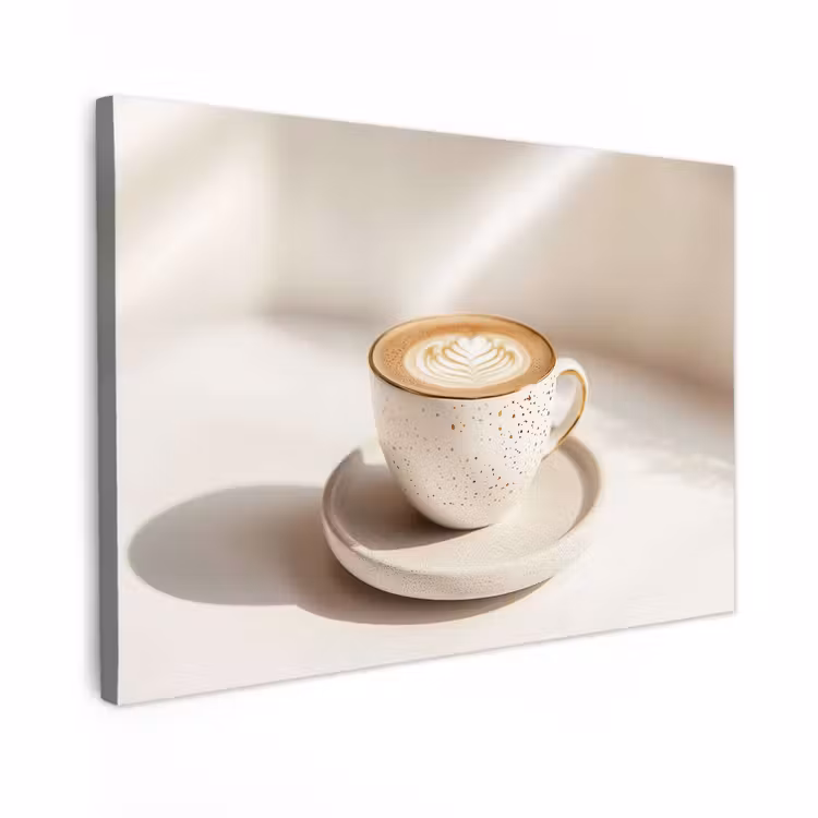 Canvas schilderij - Cappuccino - Schuim - Schotel - Beige — 1