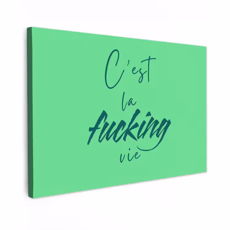 Canvas schilderij - c'est la fucking vie - Groen - Penseelstijl — 1
