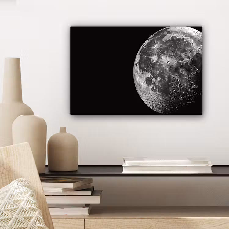 Canvas schilderij - Close-up - Maan - Wit - Textuur — 5