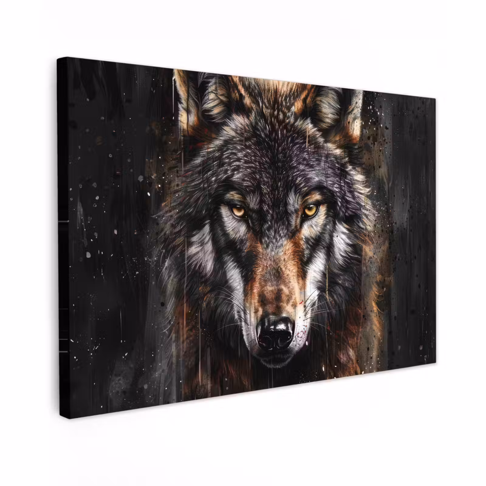 Canvas schilderij - Dieren - Wolf - Portret - Zwart - Bruin — 1