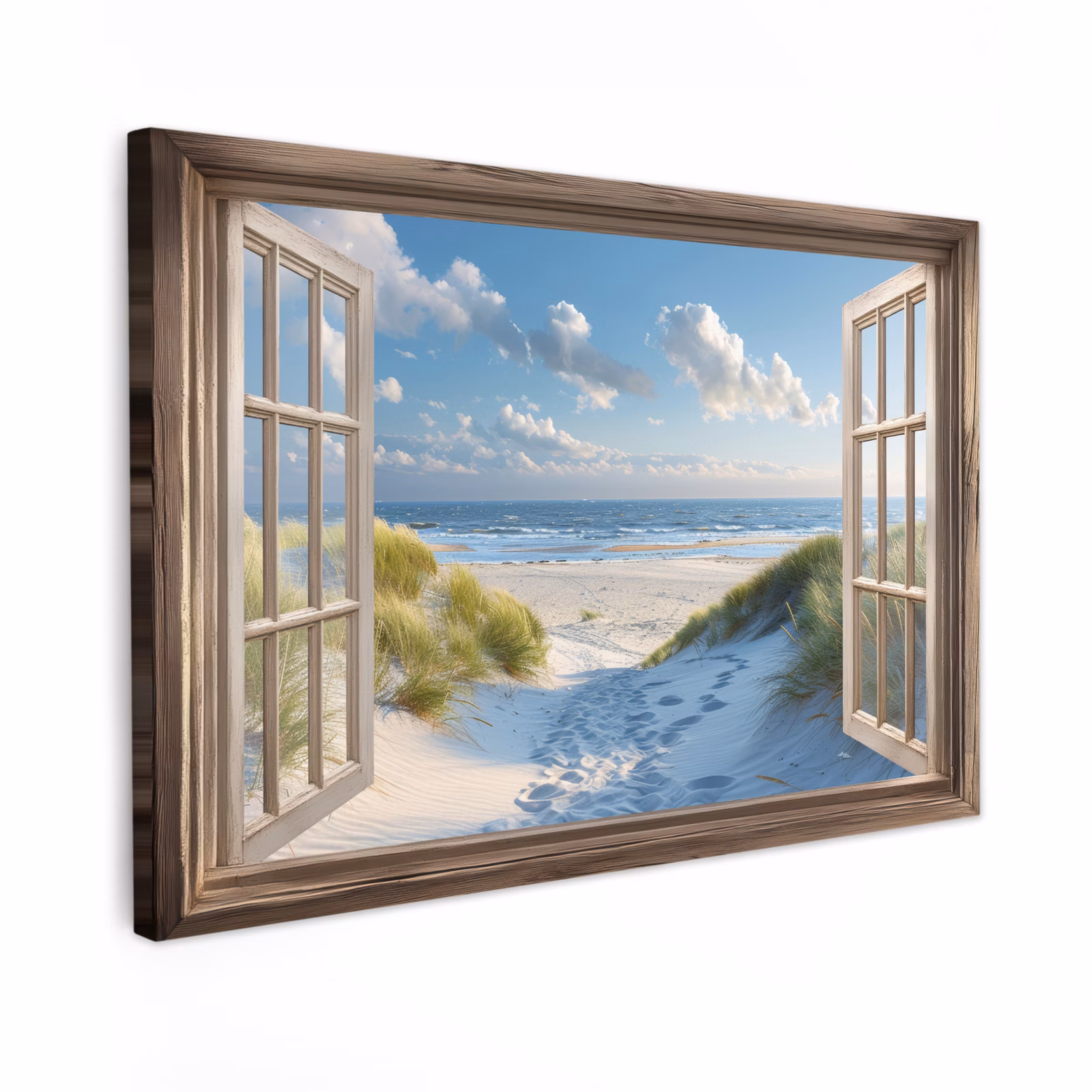Canvas schilderij - Doorkijk - Strand - Raam - Duinen - Zee — 1
