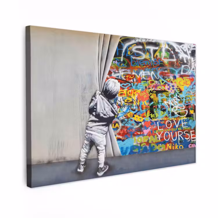 Canvas schilderij - Graffiti - Illusie - Jongen - Street art — 1