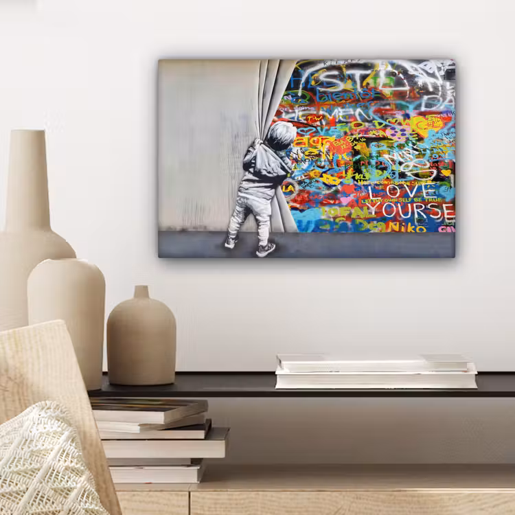 Canvas schilderij - Graffiti - Illusie - Jongen - Street art — 5