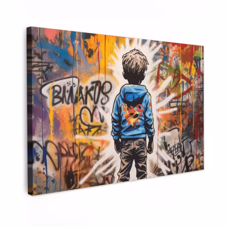 Canvas schilderij - Graffiti - Jongen - Kleuren - Kunst - Street Art — 1