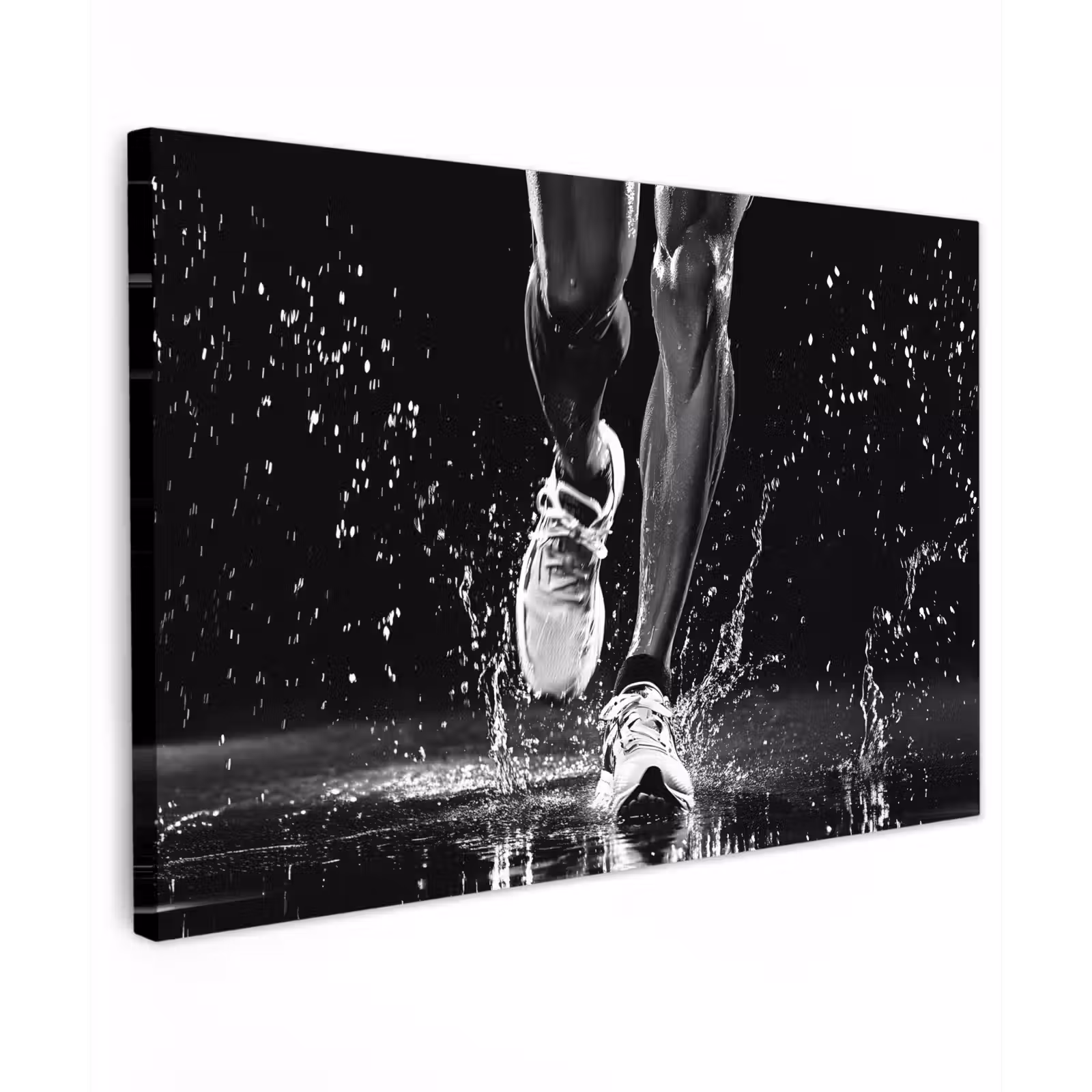 Canvas schilderij - Hardloopschoenen - Rennen - Druppels - Zwart — 1