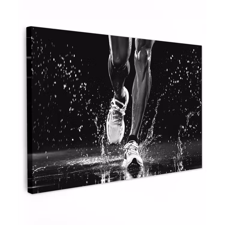 Canvas schilderij - Hardloopschoenen - Rennen - Druppels - Zwart — 1