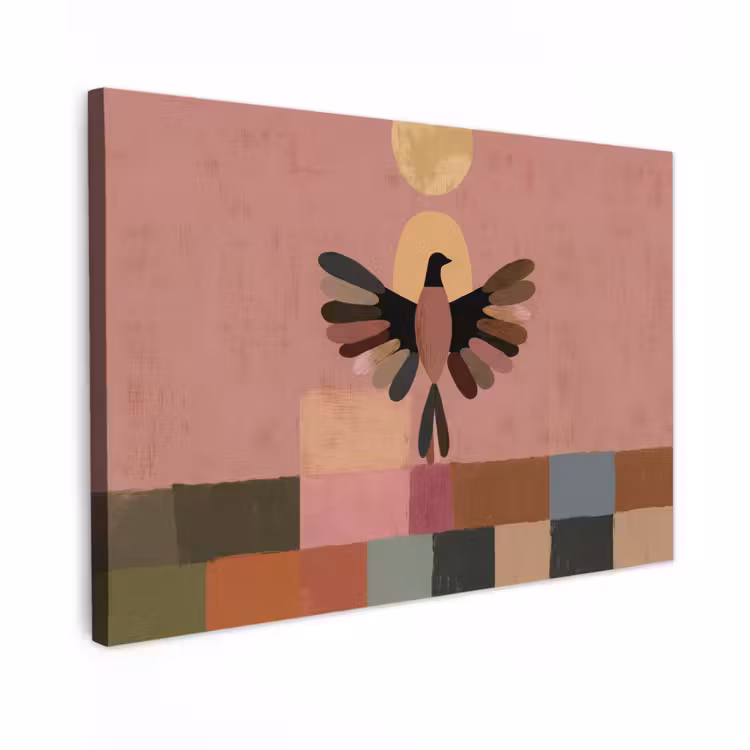 Canvas schilderij - Illustratie - Vogel - Vlakken - Kleurrijk — 1