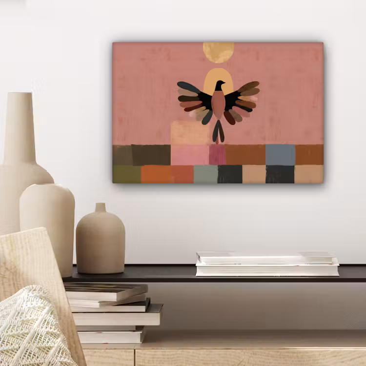 Canvas schilderij - Illustratie - Vogel - Vlakken - Kleurrijk — 5
