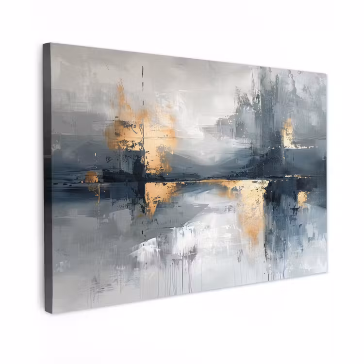 Canvas schilderij - Kunst - Grijs - Goud - Abstract — 1