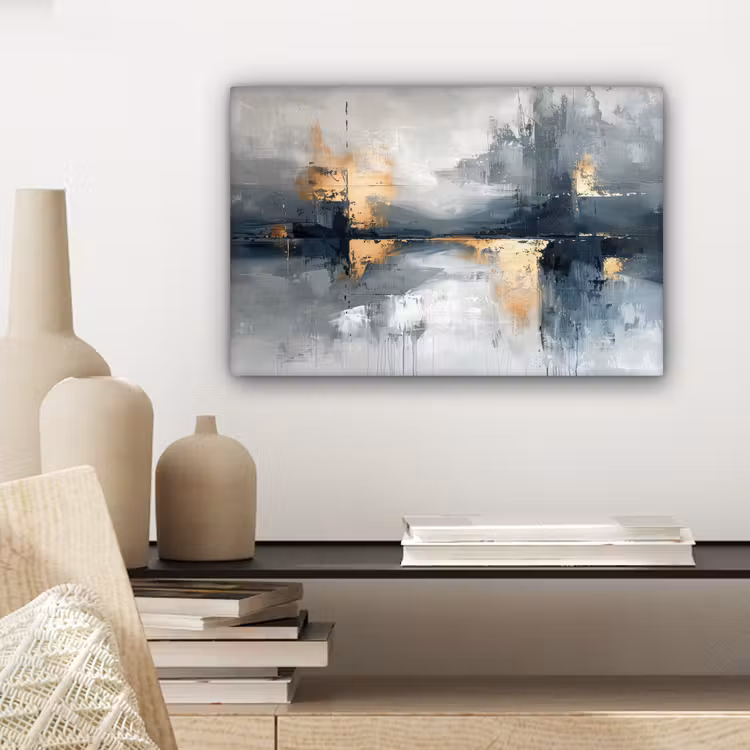 Canvas schilderij - Kunst - Grijs - Goud - Abstract — 5