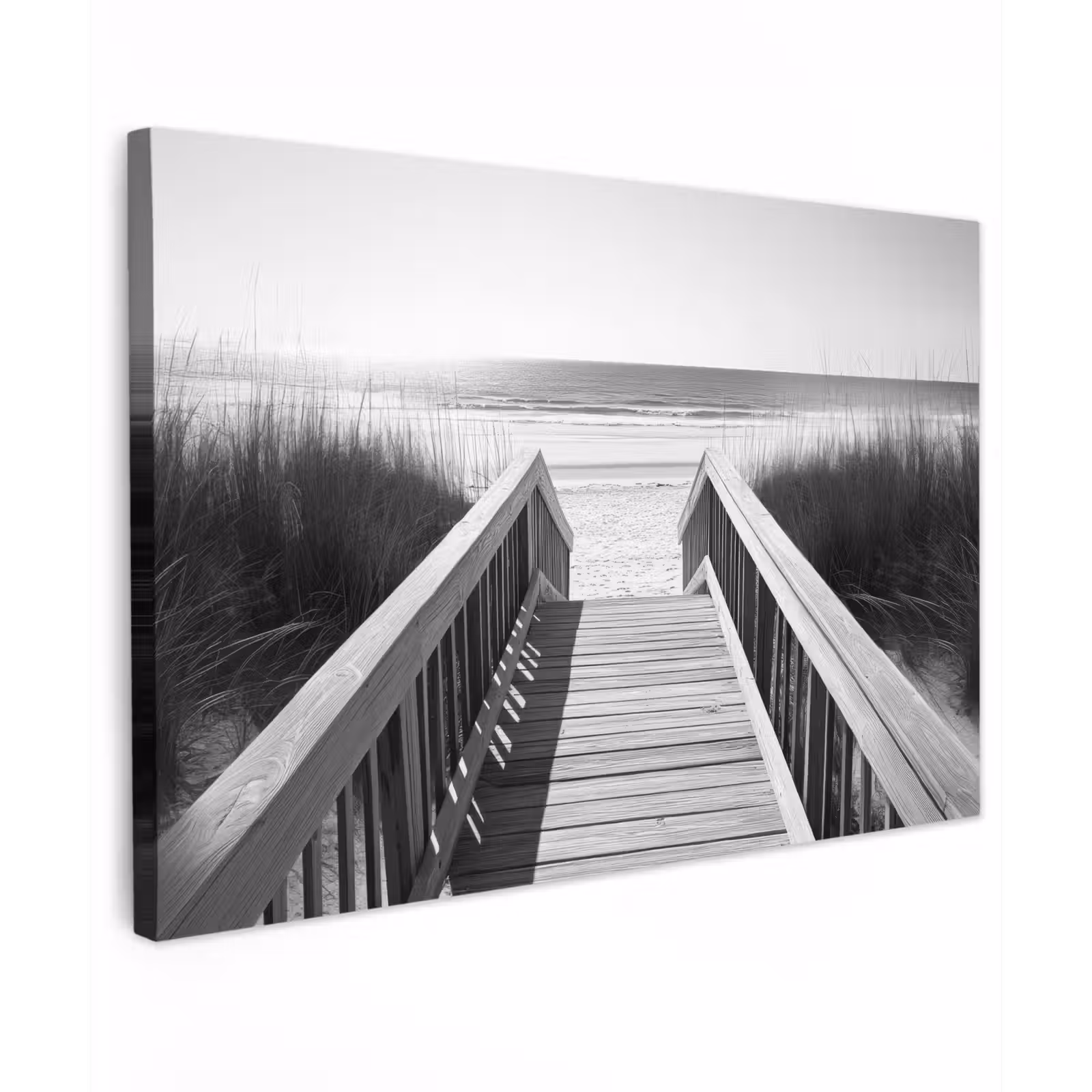 Canvas schilderij - Loopbrug - Hout - Strand - Zee — 1