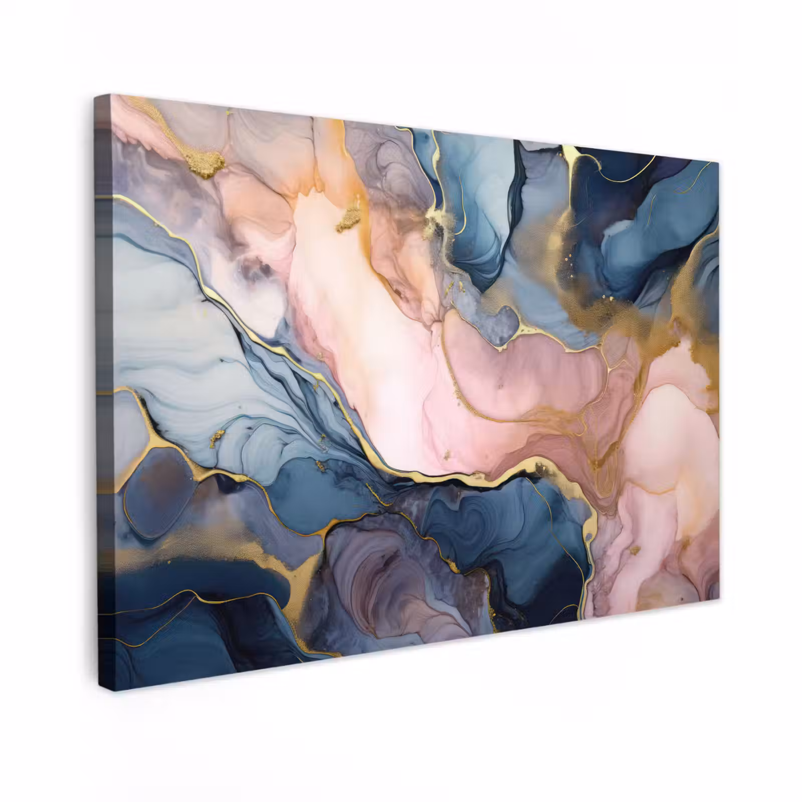 Canvas schilderij - Marmer - Roze - Blauw — 1