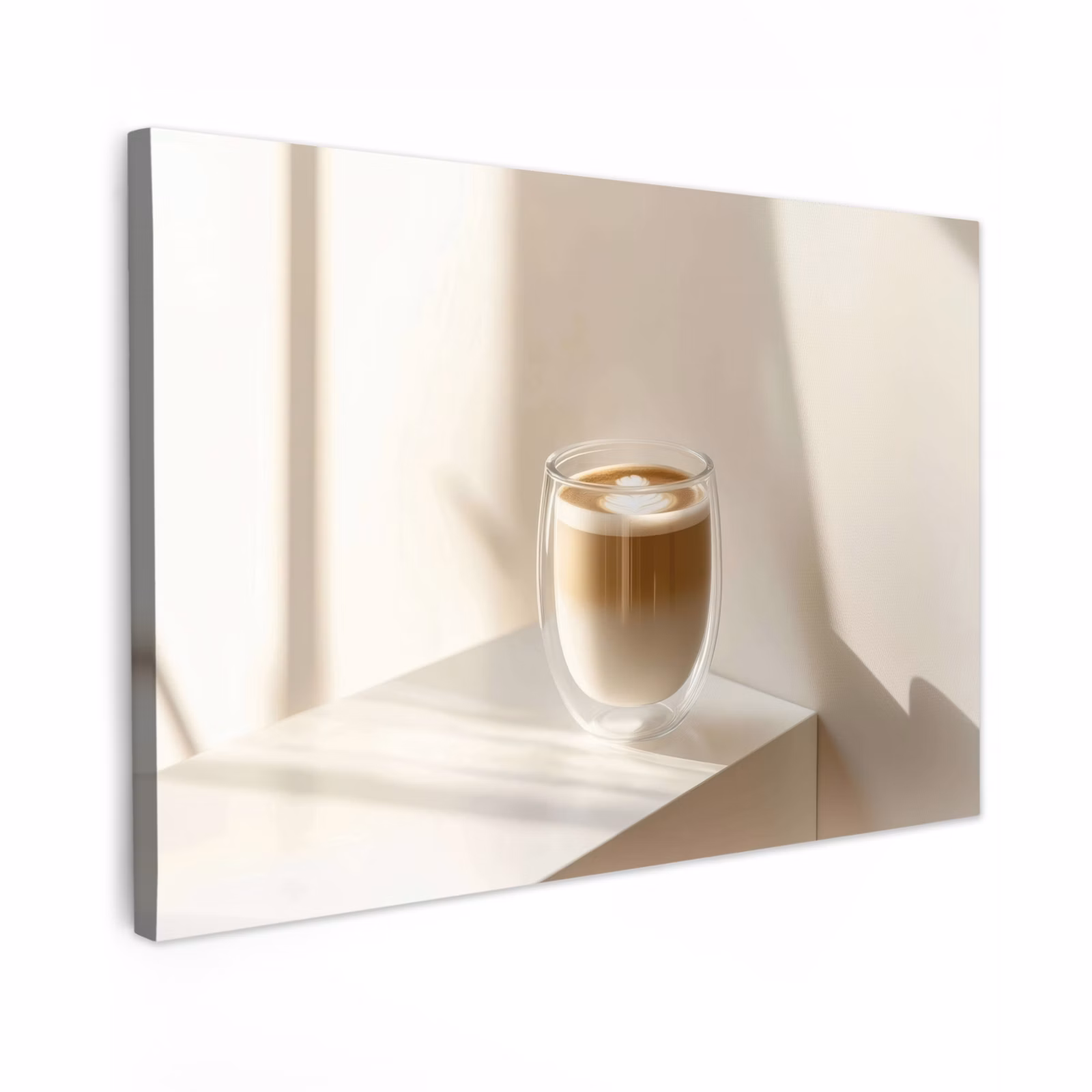 Canvas schilderij - Mok - Latte - Minimalistisch - Schaduw — 1