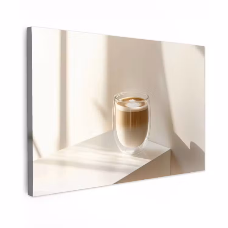 Canvas schilderij - Mok - Latte - Minimalistisch - Schaduw — 1
