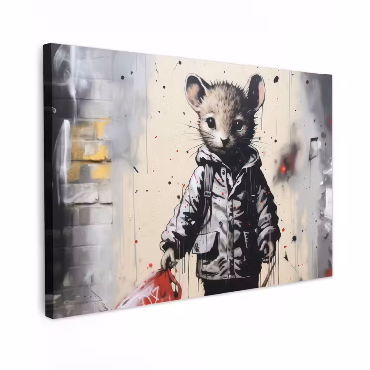 Canvas schilderij - Muisje - Rood - Graffiti — 1