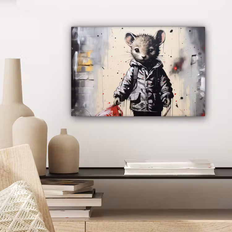 Canvas schilderij - Muisje - Rood - Graffiti — 5