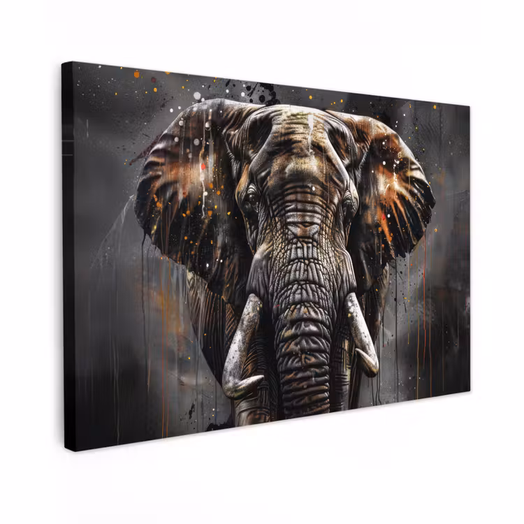 Canvas schilderij - Olifant - Watercolor - Wilde dieren - Luxe — 1