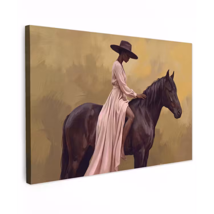Canvas schilderij - Paard - Klassiek - Oker — 1