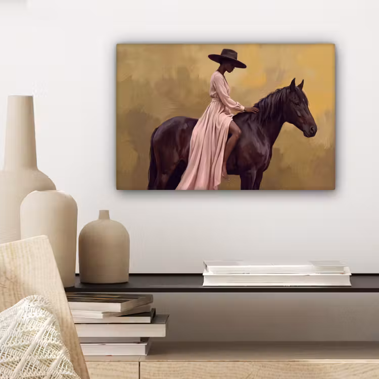 Canvas schilderij - Paard - Klassiek - Oker — 5