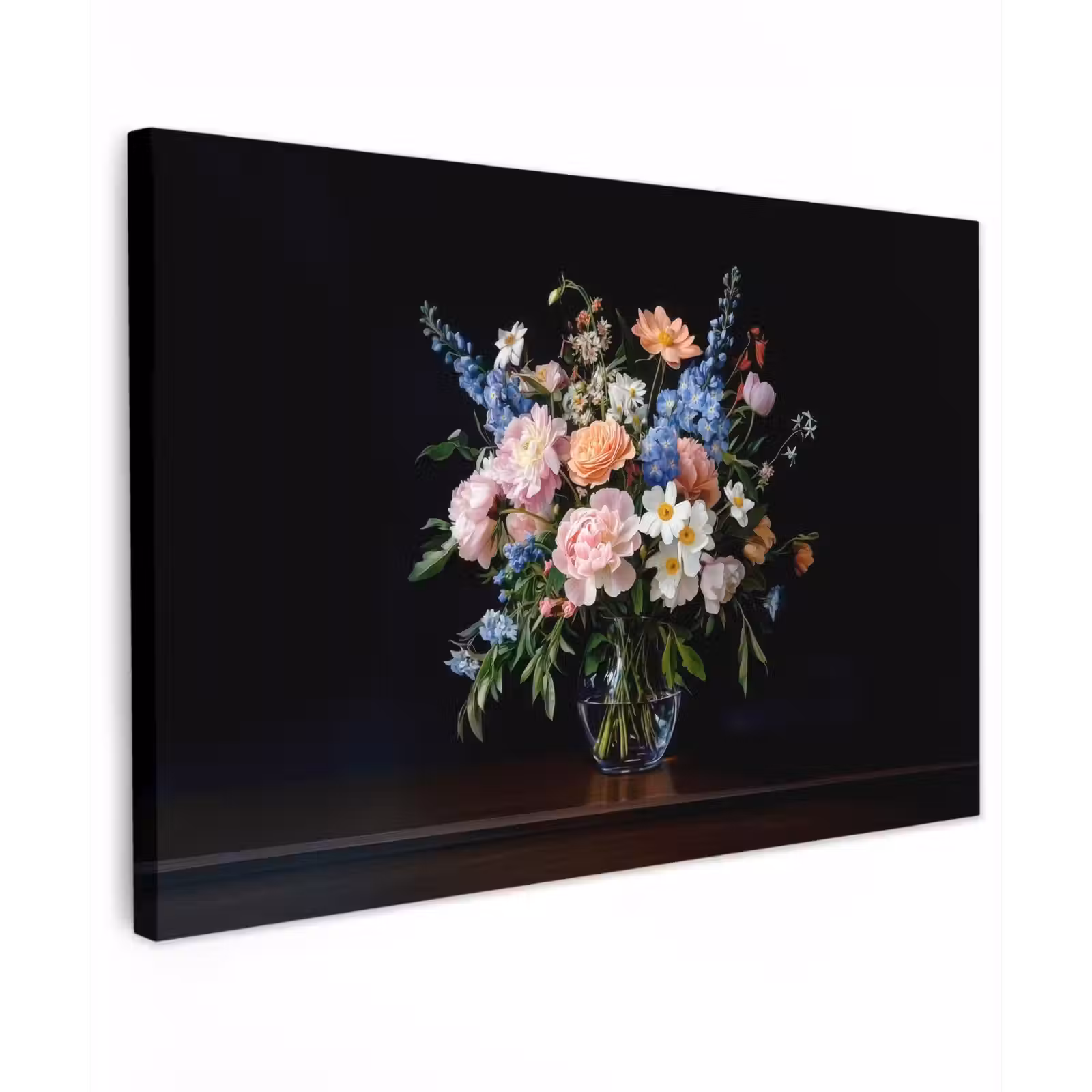 Canvas schilderij - Pastel - Bloemen - Glazen - Vaas — 1