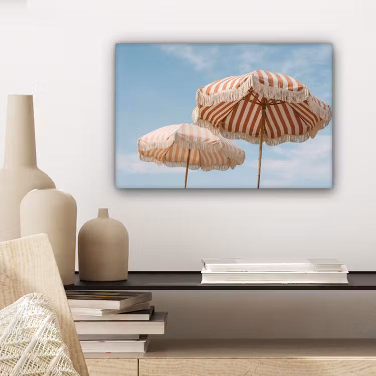 Canvas schilderij - Parasol - Lucht - Rood — 5