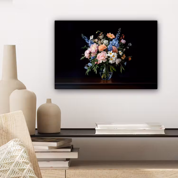 Canvas schilderij - Pastel - Bloemen - Glazen - Vaas — 5