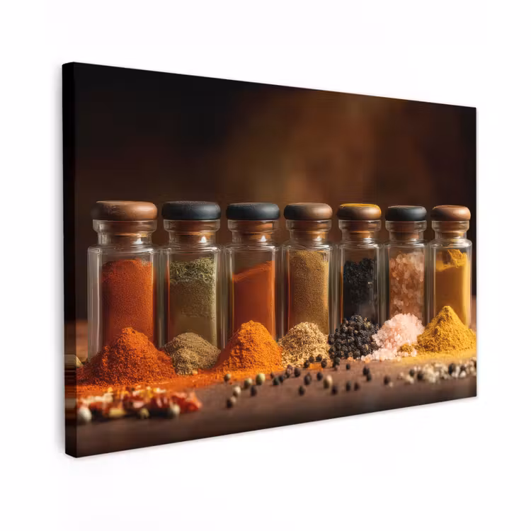 Canvas schilderij - Potjes - Kruiden - Specerijen - Korrels — 1