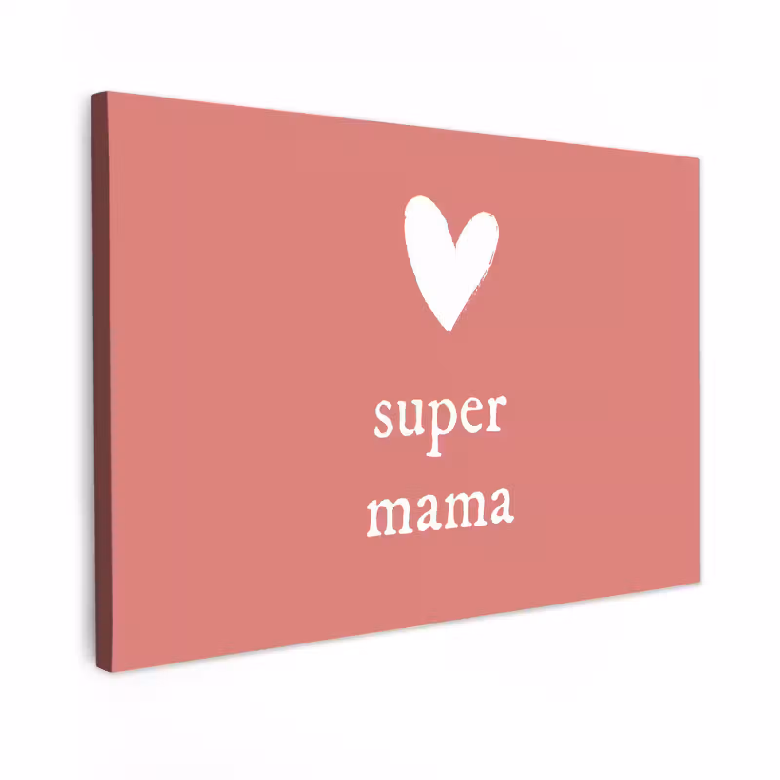 Canvas schilderij - Presentje voor Moederdag super mama roze/wit — 1