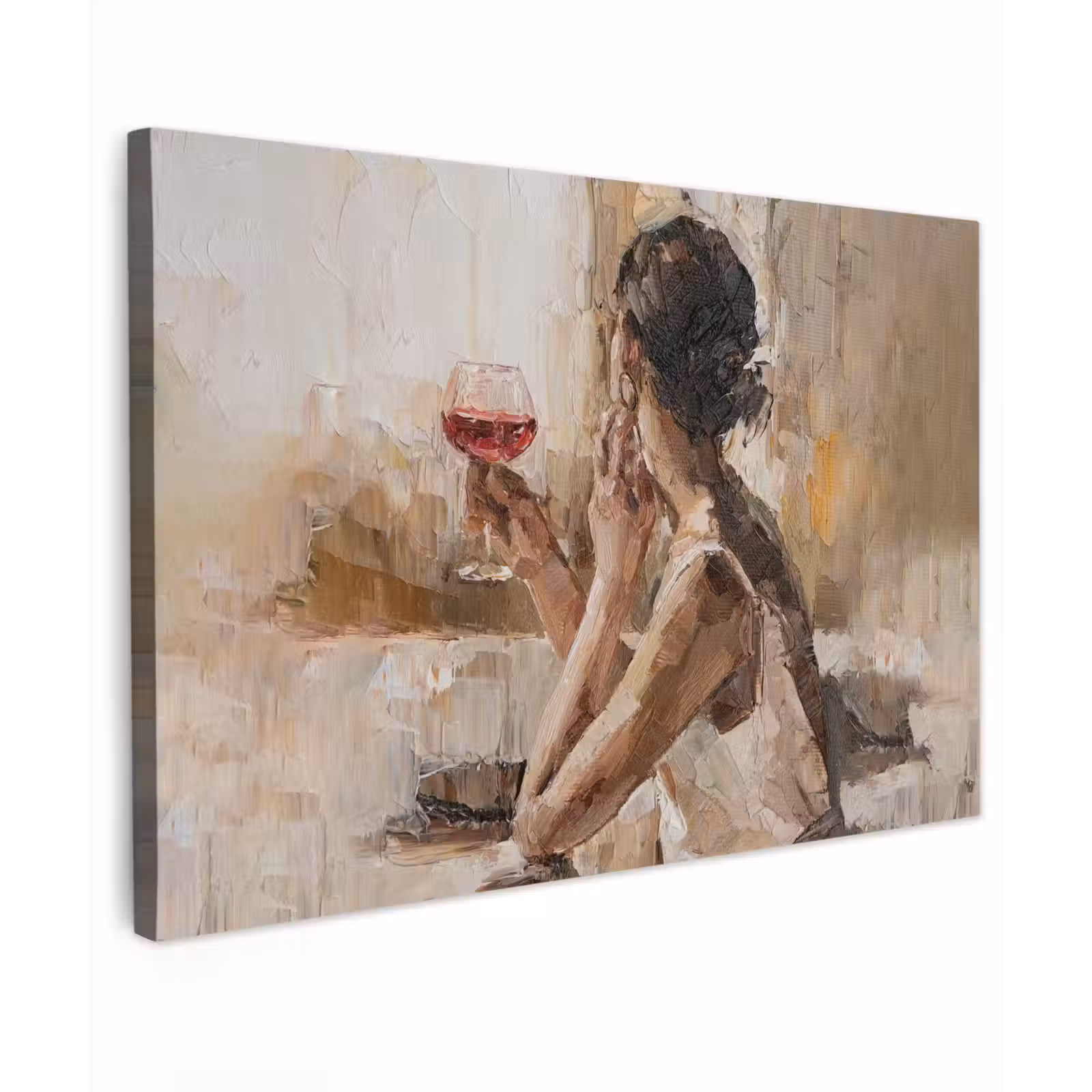 Canvas schilderij - Schilderij - Olieverf - Vrouw - Wijn — 1