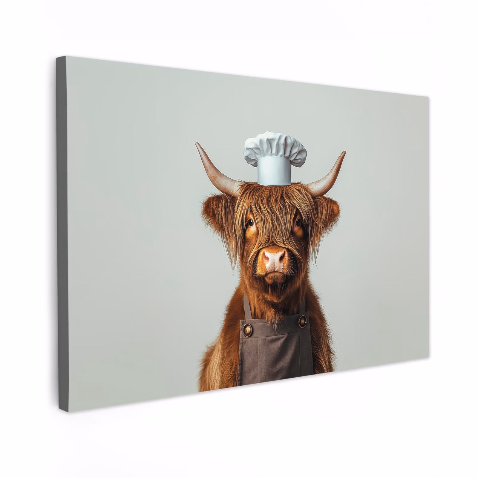 Canvas schilderij - Schotse Hooglander - Bruin - Hoorns - Kokskleding — 1