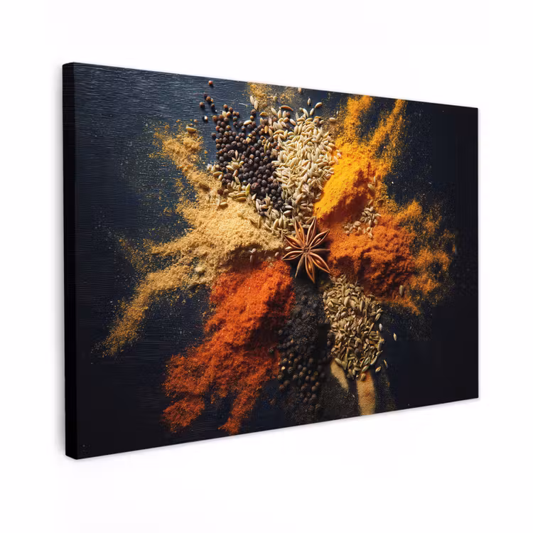 Canvas schilderij - Specerijen - Explosie - Oranje — 1