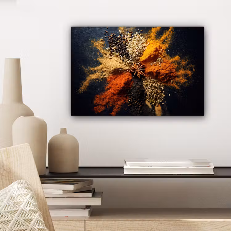 Canvas schilderij - Specerijen - Explosie - Oranje — 5