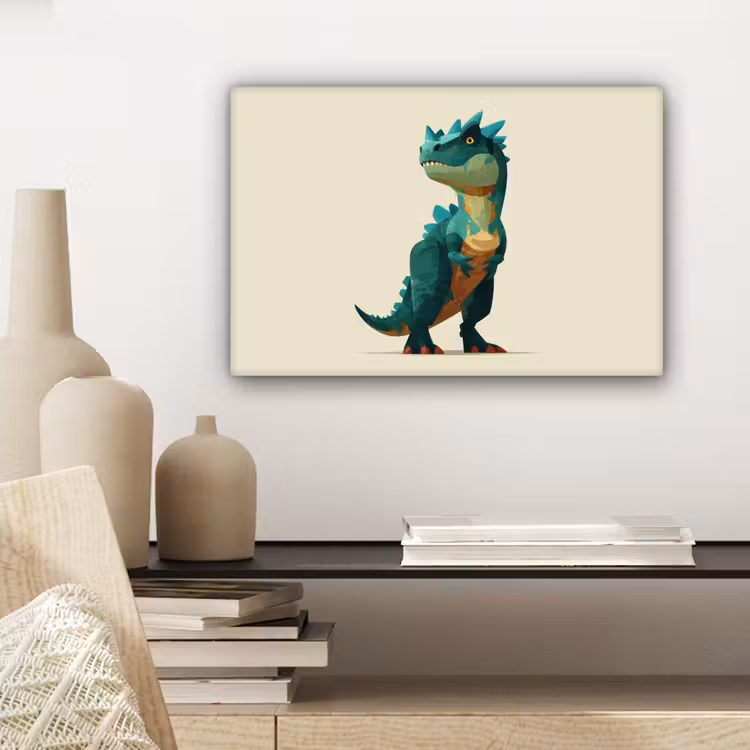 Canvas schilderij - Stekels - Dino - Blauw - Gespierd — 5