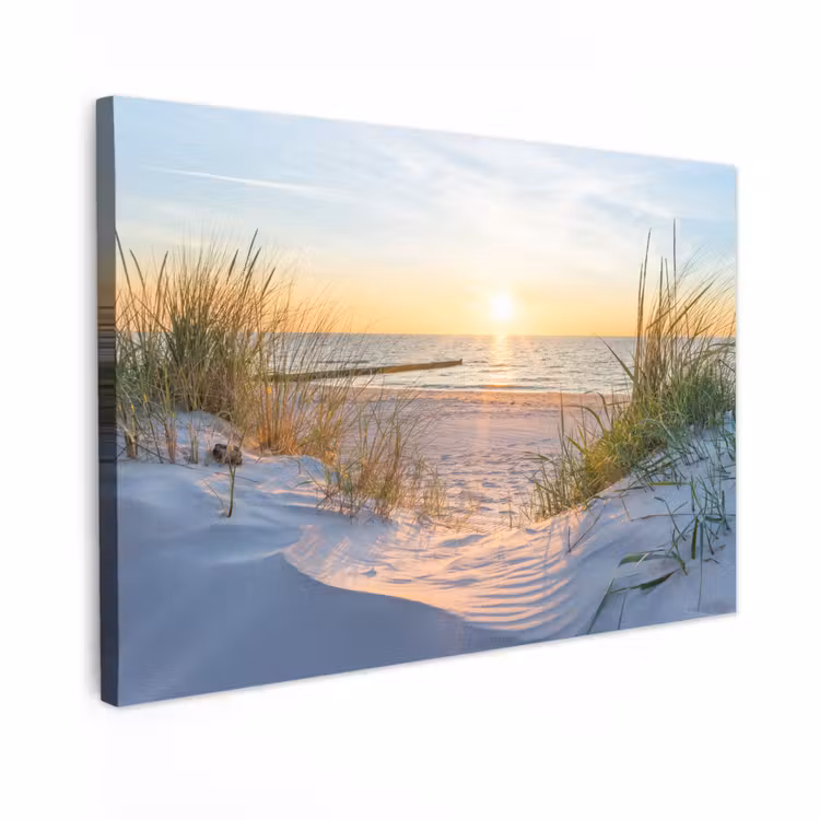 Canvas schilderij - Strand - Zon - Duin - Gras - Zand - Horizon — 1